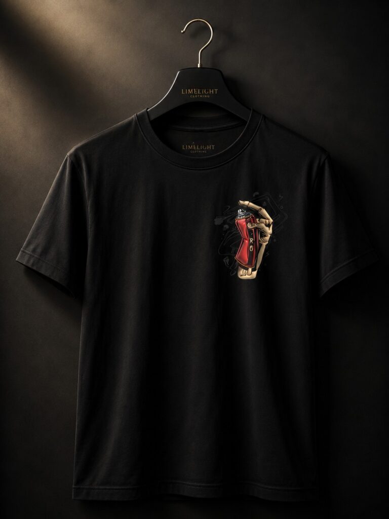 Premium Black Spray Paint Graphic Cotton Lycra T-Shirt for Men | Regular Fit | Urban Streetwear
